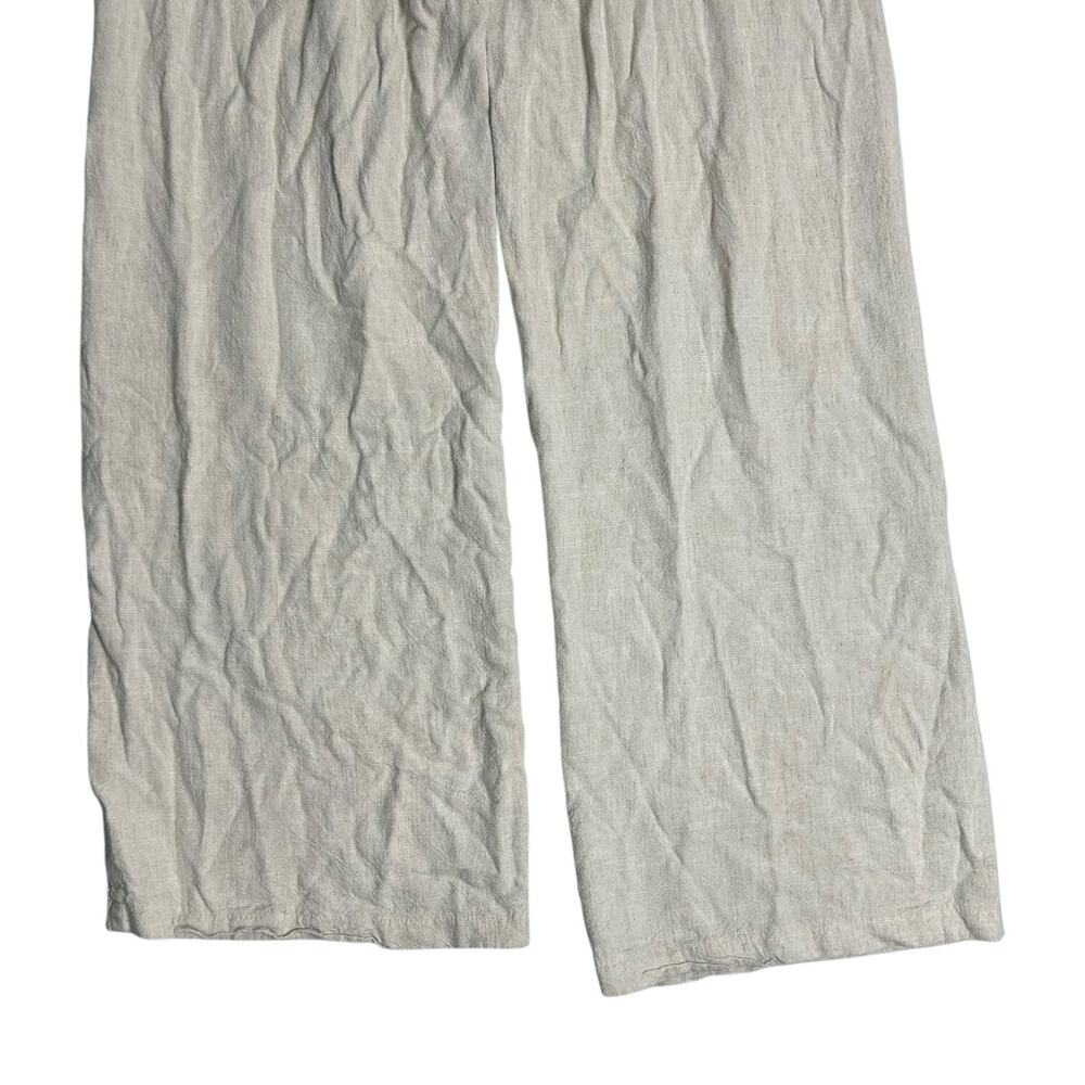 Sienna Sky Women’s L Pants Wide Leg Linen Blend Cream Oatmeal Elastic Waist - Picture 5 of 13